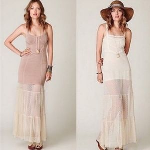 Free People Swiss Dot Lace Mesh Maxi Slip Dress